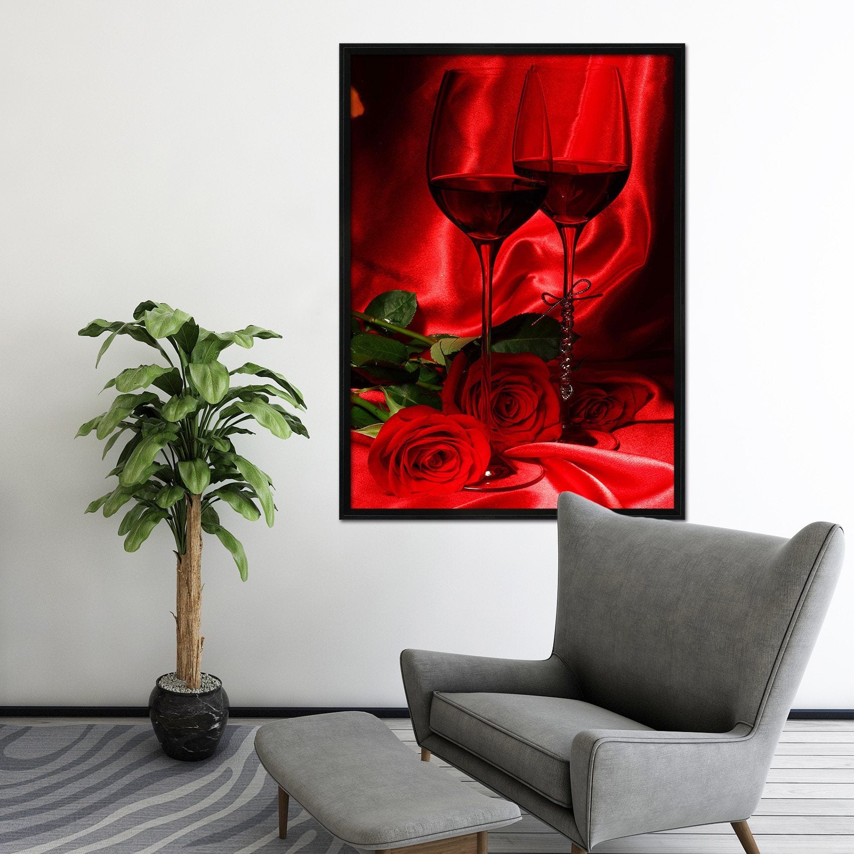 3D Red wine 060 Fake Framed Print Painting Wallpaper AJ Creativity Home 