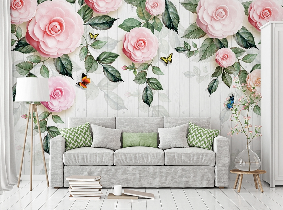 3D Butterfly Rose WG315 Wall Murals