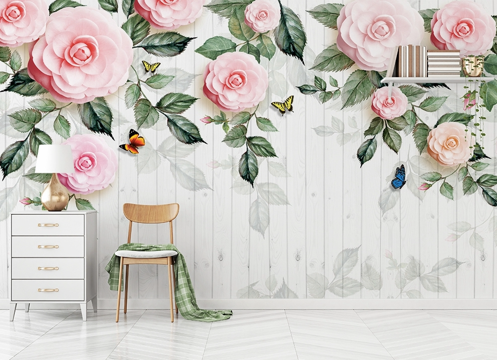 3D Butterfly Rose WG315 Wall Murals