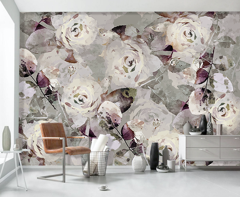 3D White Rose Painting WG216 Wall Murals