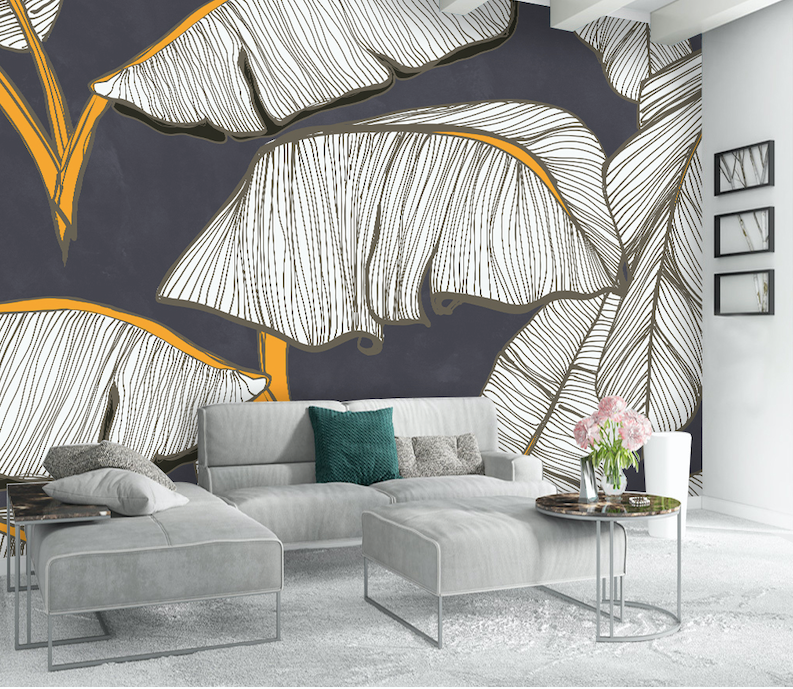 3D Big White Leaf WG286 Wall Murals