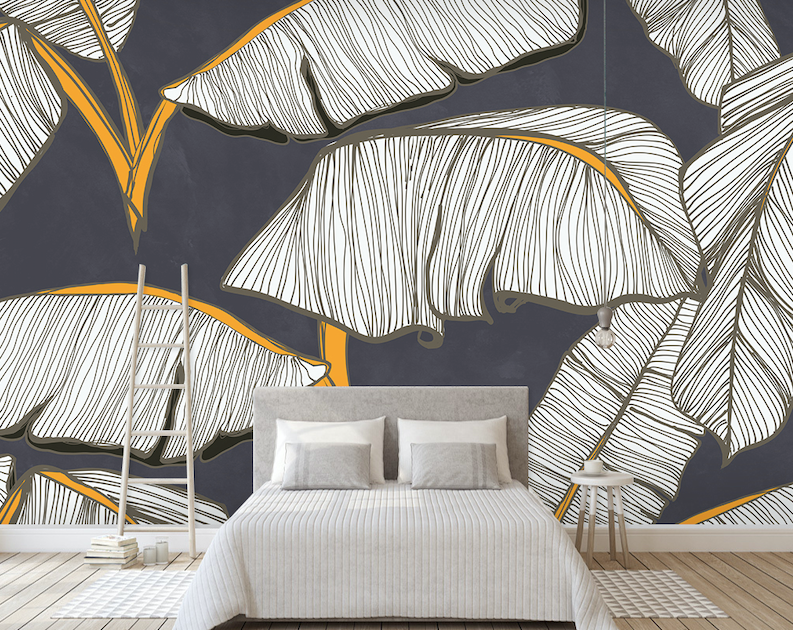 3D Big White Leaf WG286 Wall Murals