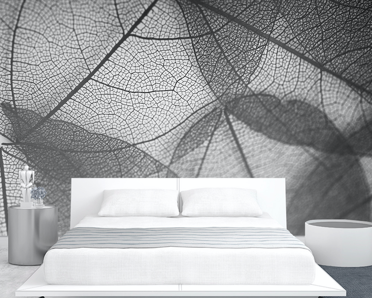 3D Black Leaf Texture WG320 Wall Murals