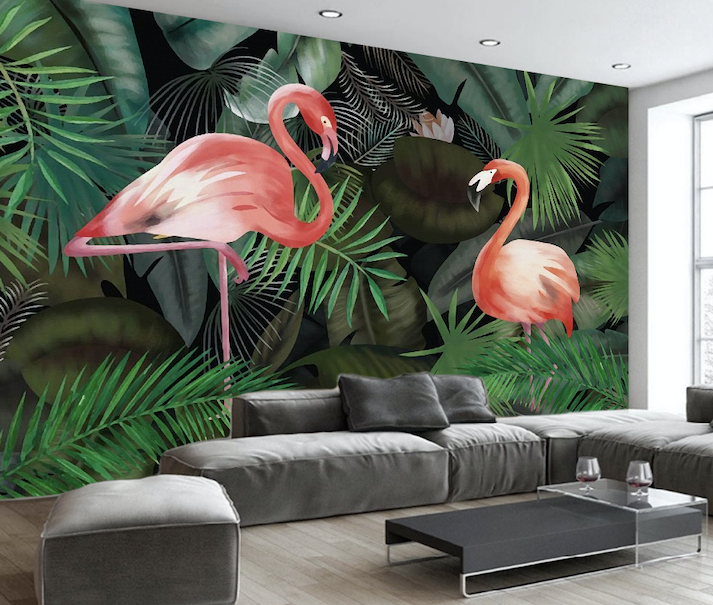 3D Flamingo Forest WG174 Wall Murals