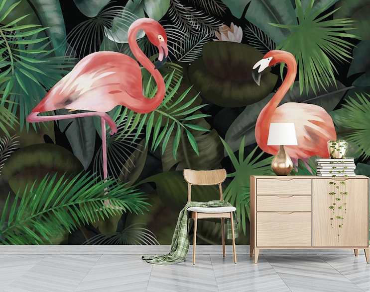 3D Flamingo Forest WG174 Wall Murals