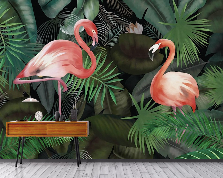 3D Flamingo Forest WG174 Wall Murals