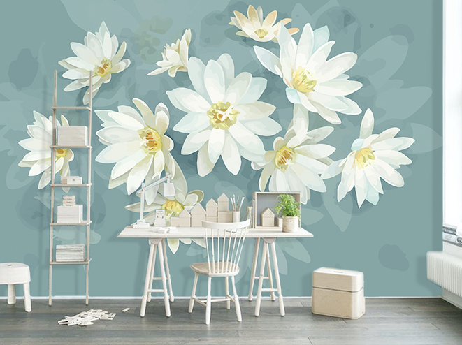 3D White Lotus WG186 Wall Murals