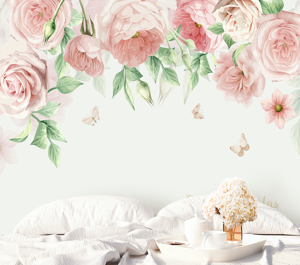 3D Pink Rose Butterfly WG203 Wall Murals