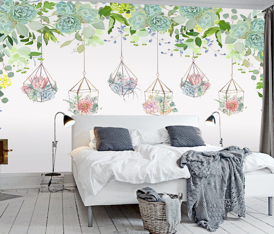 3D Succulents Flower WG248 Wall Murals