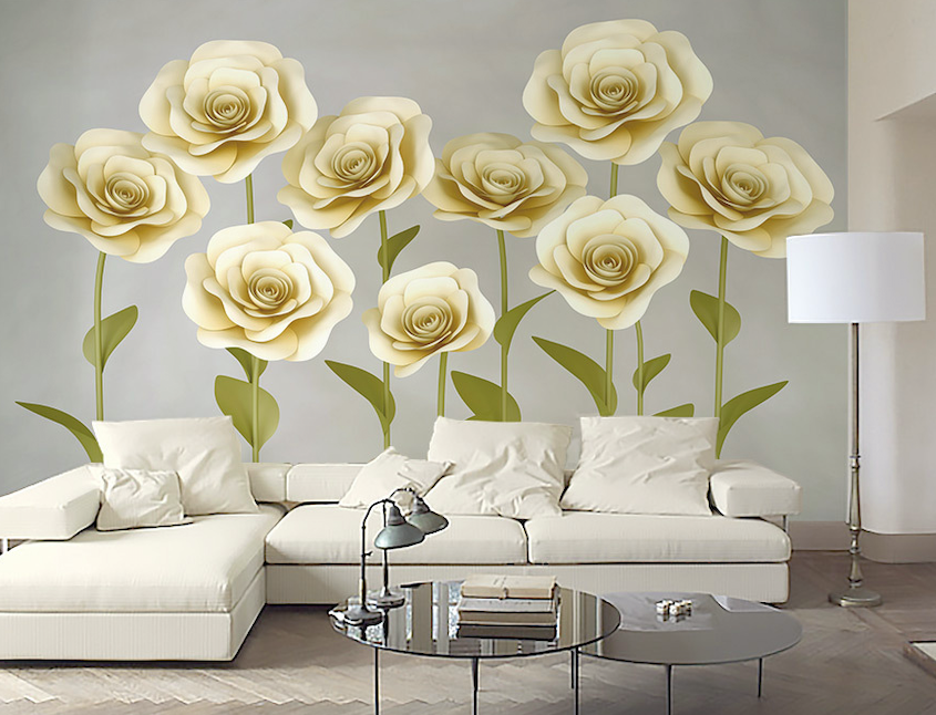 3D Yellow Rose WG253 Wall Murals