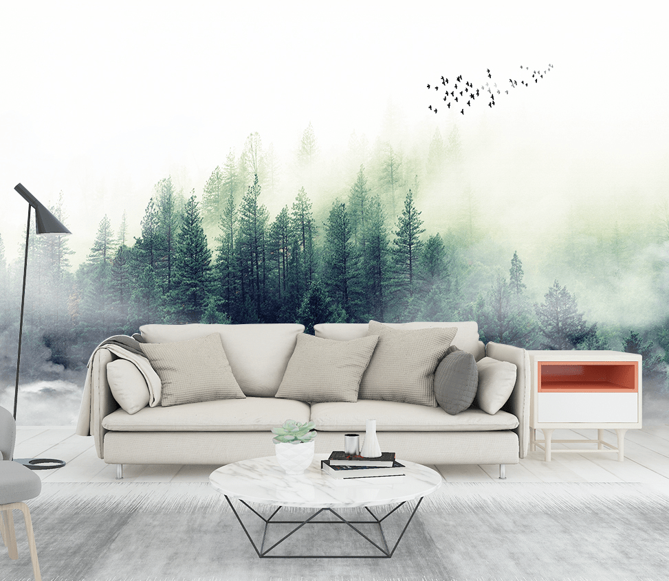 3D Foggy Forest WG029 Wall Murals Wallpaper AJ Wallpaper 2 