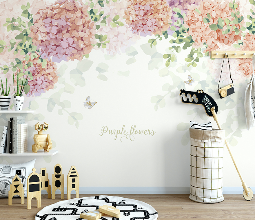 3D Pink Hydrangea WG203 Wall Murals