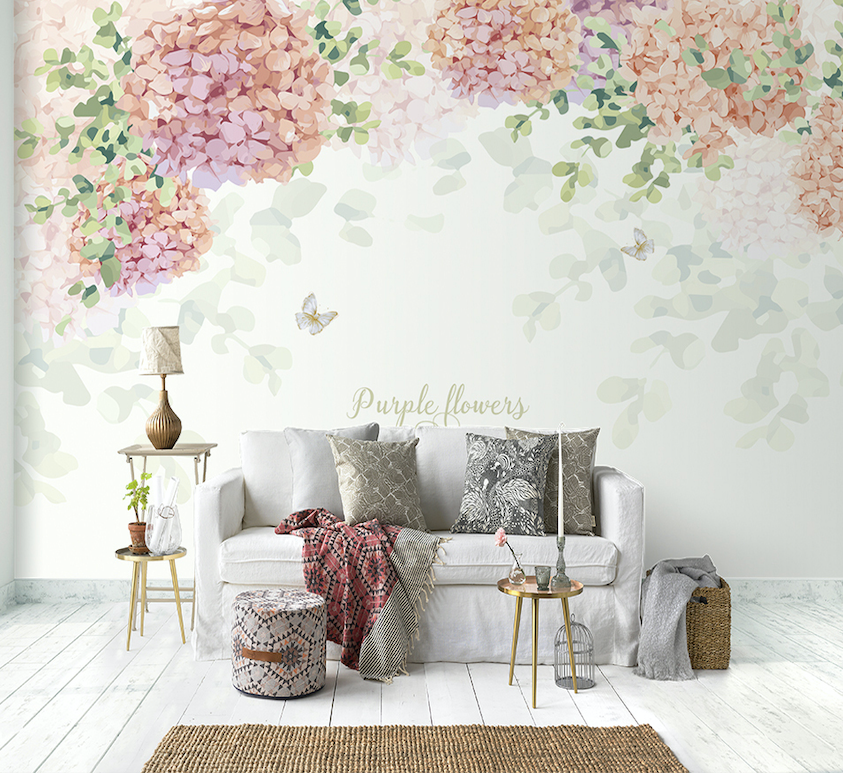 3D Pink Hydrangea WG203 Wall Murals