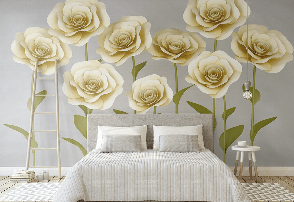 3D White Flowers WG248 Wall Murals Wallpaper AJ Wallpaper 2 