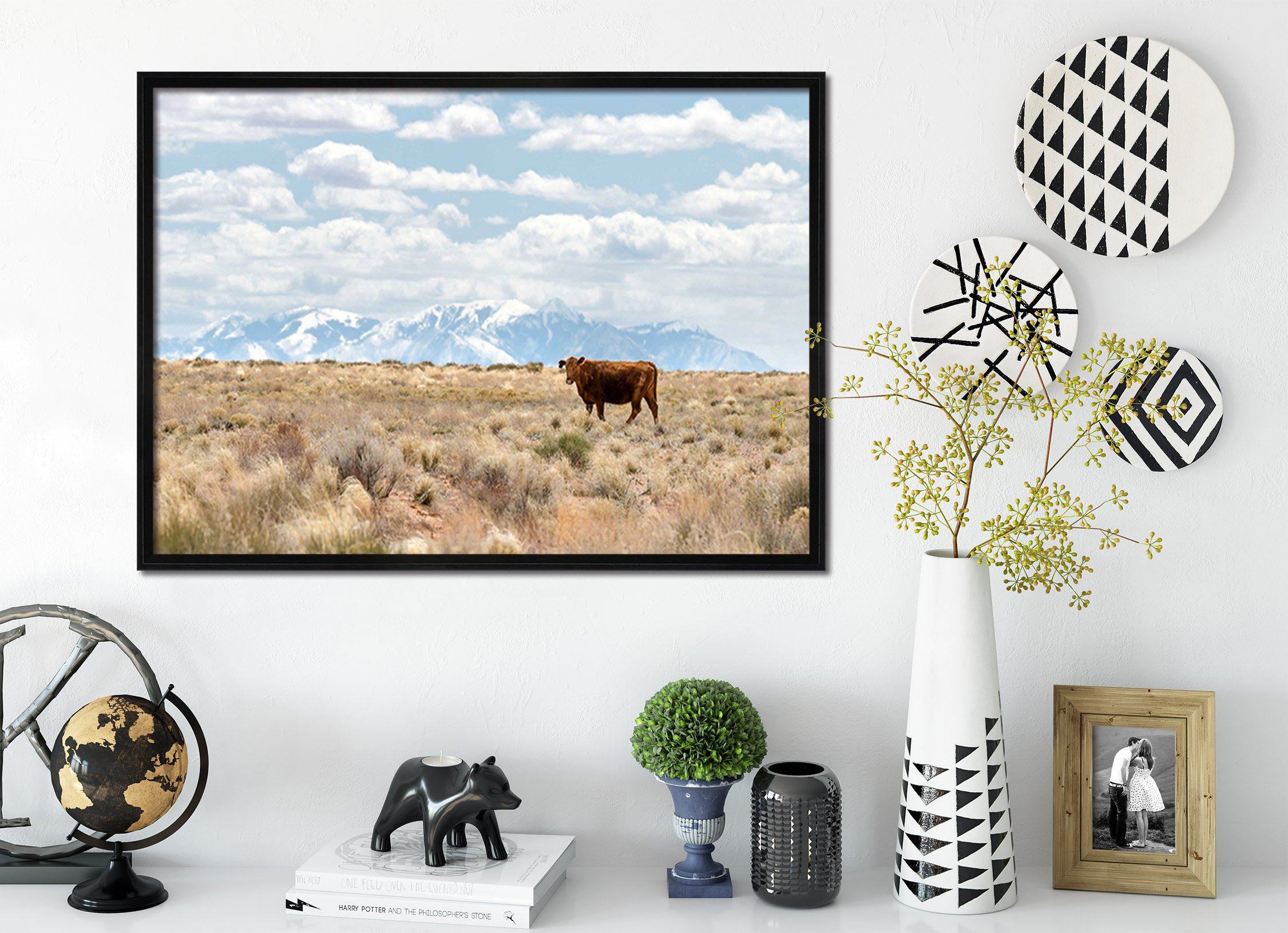 3D Cow Hardworking 128 Fake Framed Print Painting Wallpaper AJ Creativity Home 