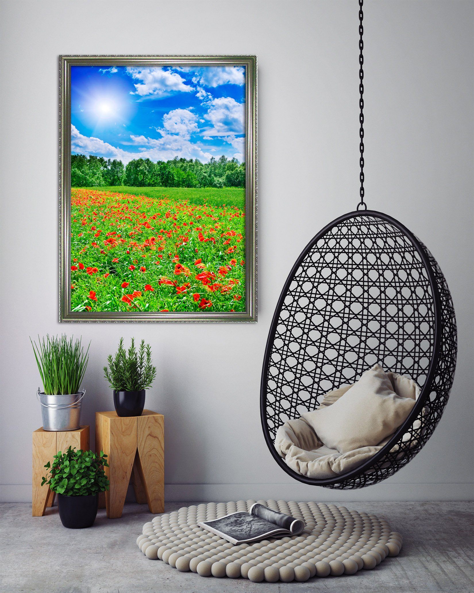 3D Meadow Flowers 045 Fake Framed Print Painting Wallpaper AJ Creativity Home 