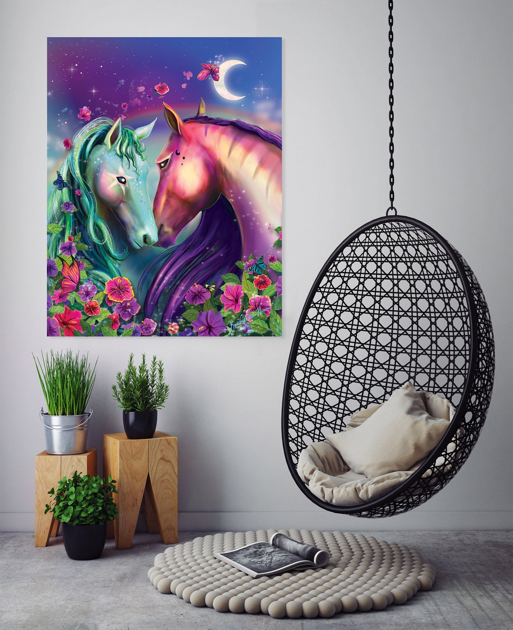 3D Color Horse 214 Rose Catherine Khan Wall Sticker