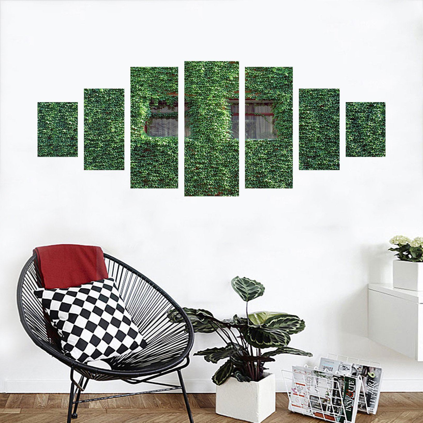 3D Green Leaf Wall 003 Unframed Print Wallpaper Wallpaper AJ Wallpaper 