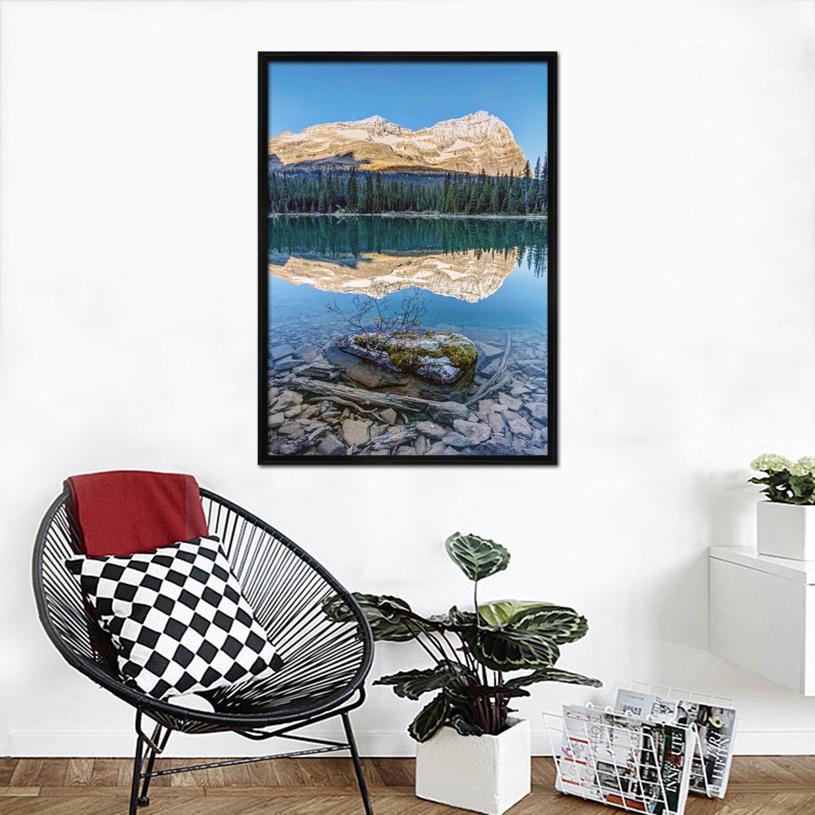 3D Mountain Lake 031 Fake Framed Print Painting Wallpaper AJ Creativity Home 