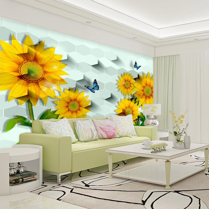 3D Sunflower Butterfly 328 Wallpaper AJ Wallpaper 