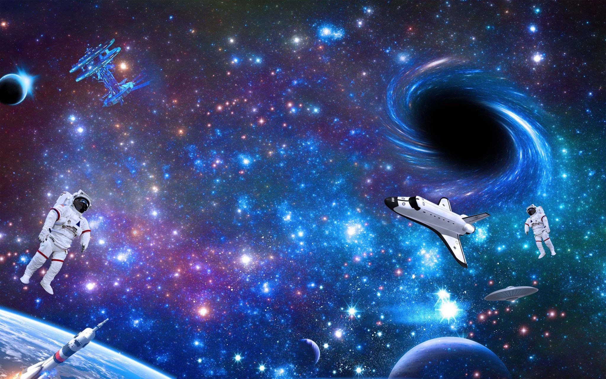 Stars Sky Astronaut Spacecraft Wallpaper AJ Wallpaper 