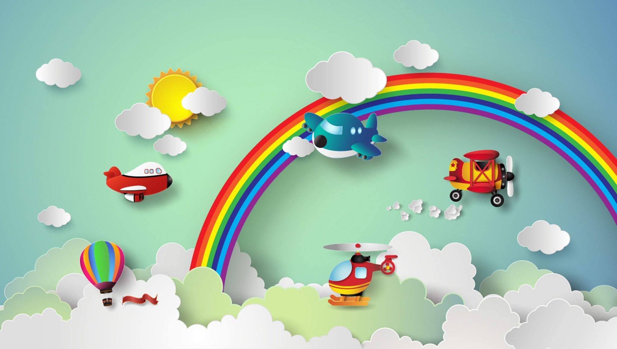 Sky Rainbow And Aircrafts Wallpaper AJ Wallpaper 