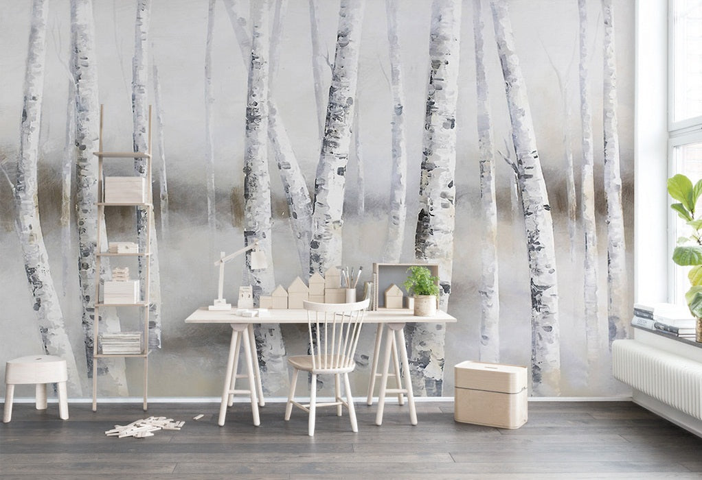 3D White Woods WC378 Wall Murals