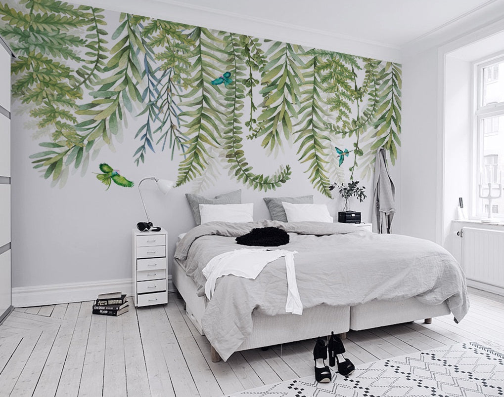 3D Vine Green Bird WC469 Wall Murals