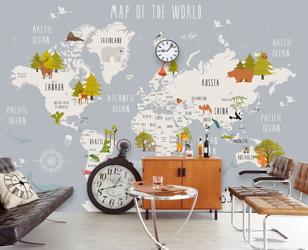 3D Map Fawn Tree WC523 Wall Murals