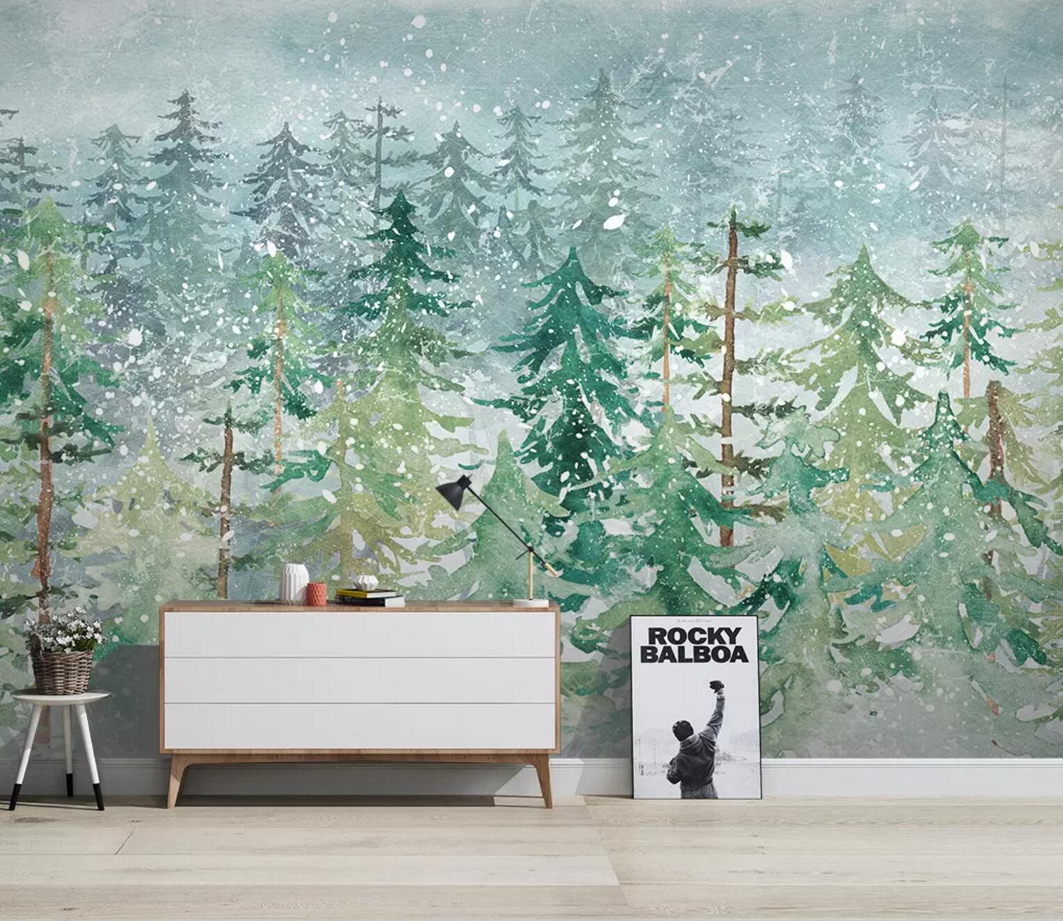 3D Woods Snow WC778 Wall Murals