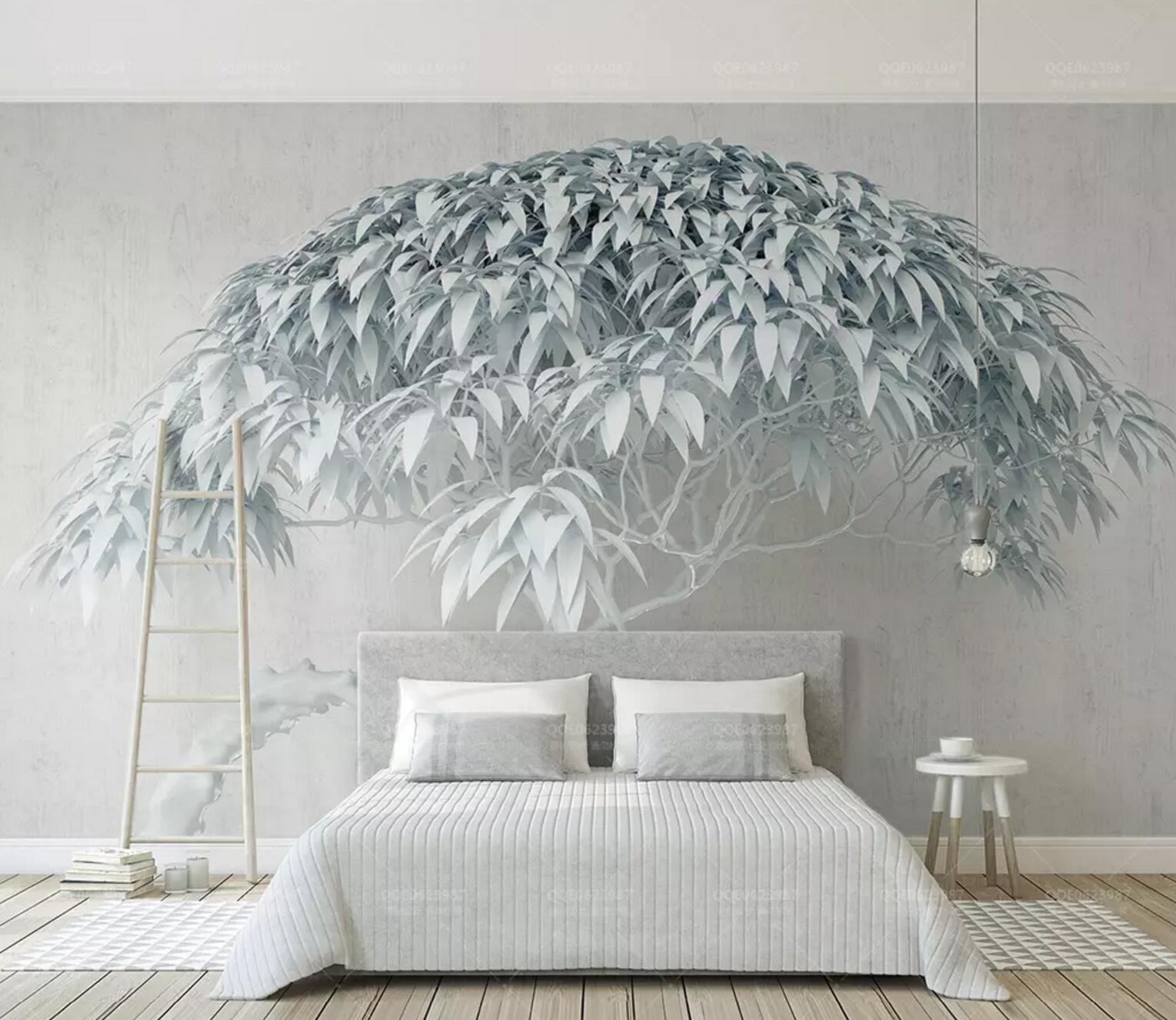 3D Blue Leaf Tree WC680 Wall Murals