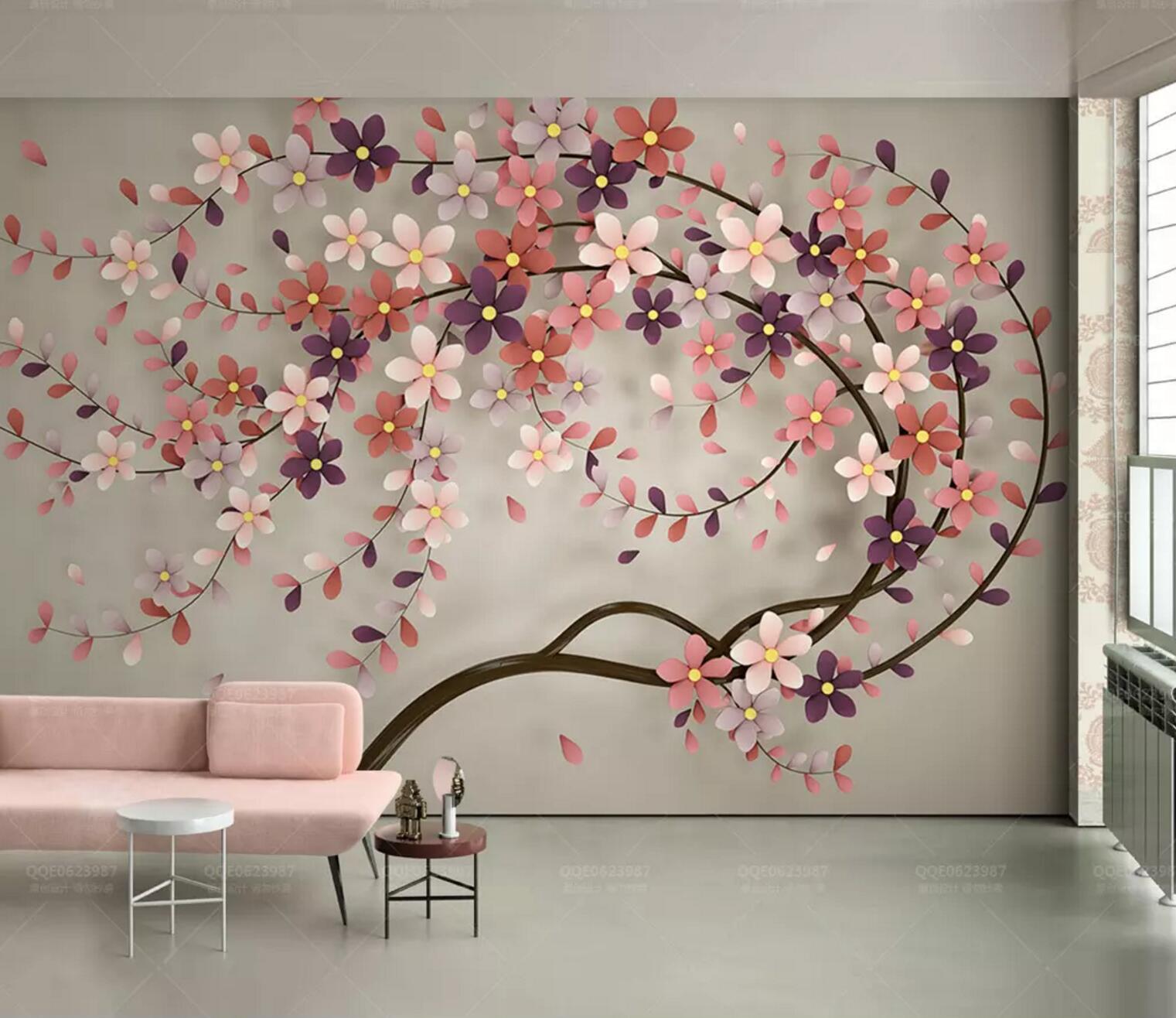 3D Red Flower Tree WC528 Wall Murals