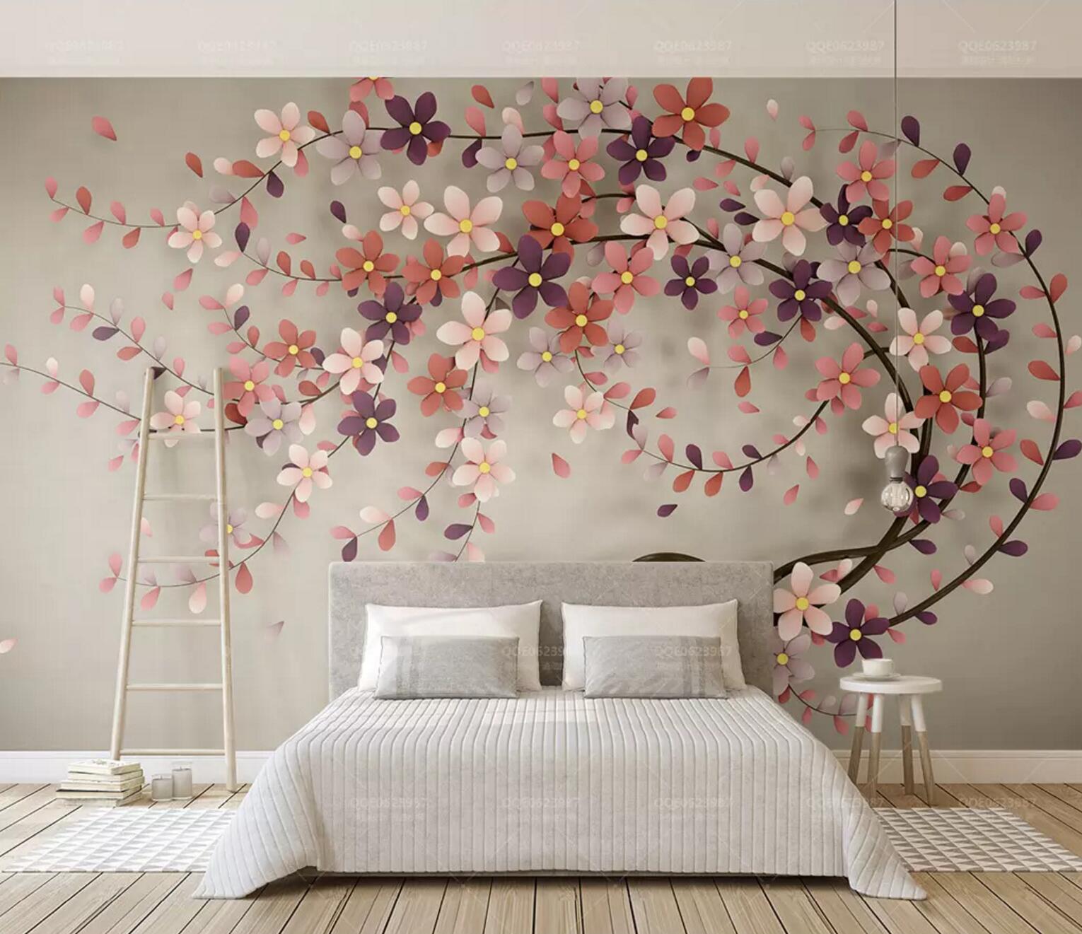 3D Red Flower Tree WC528 Wall Murals