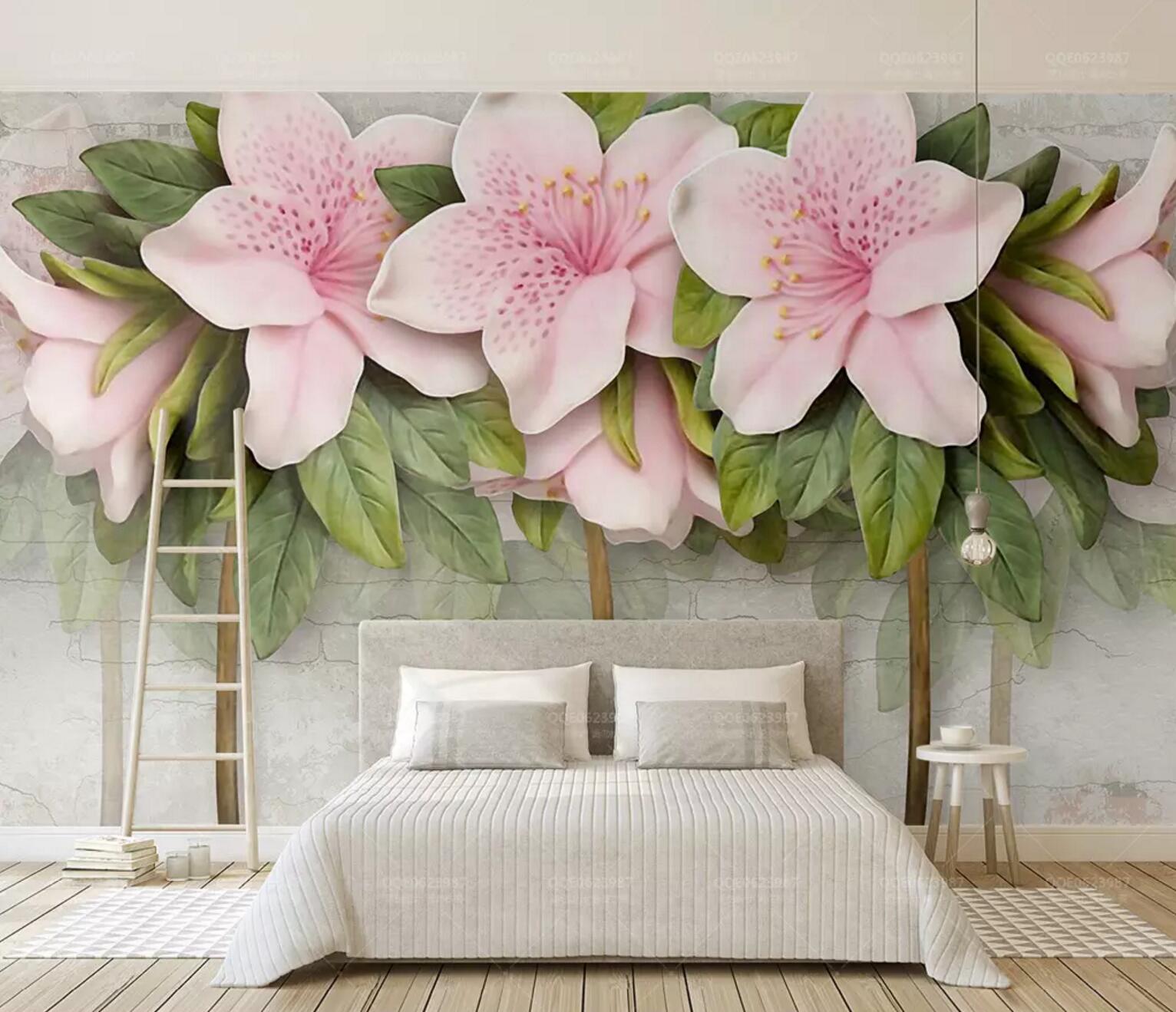 3D Plum Leaves WC389 Wall Murals