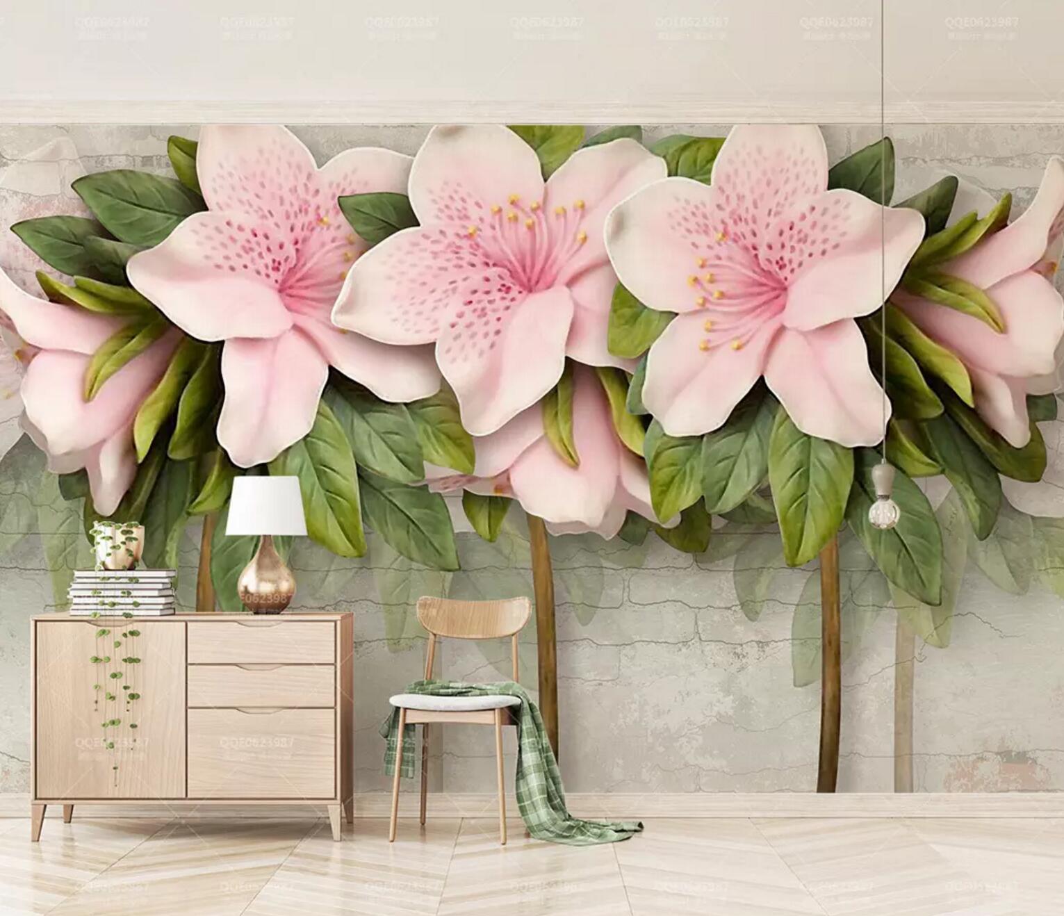 3D Plum Leaves WC389 Wall Murals