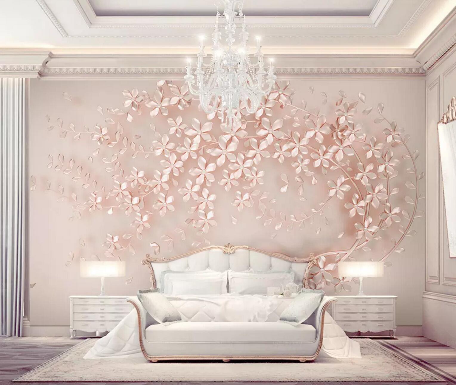 3D Pink Crystal Flower WC535 Wall Murals