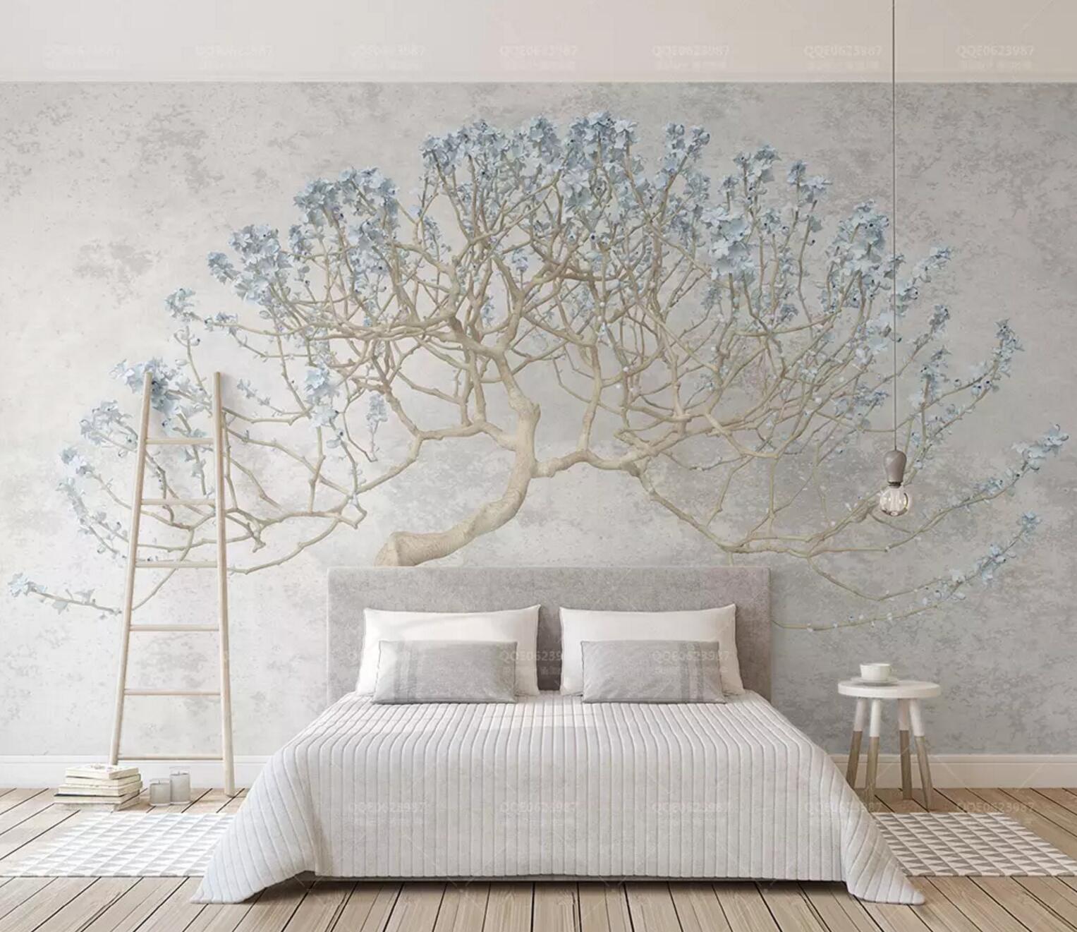 3D White Branches WC682 Wall Murals