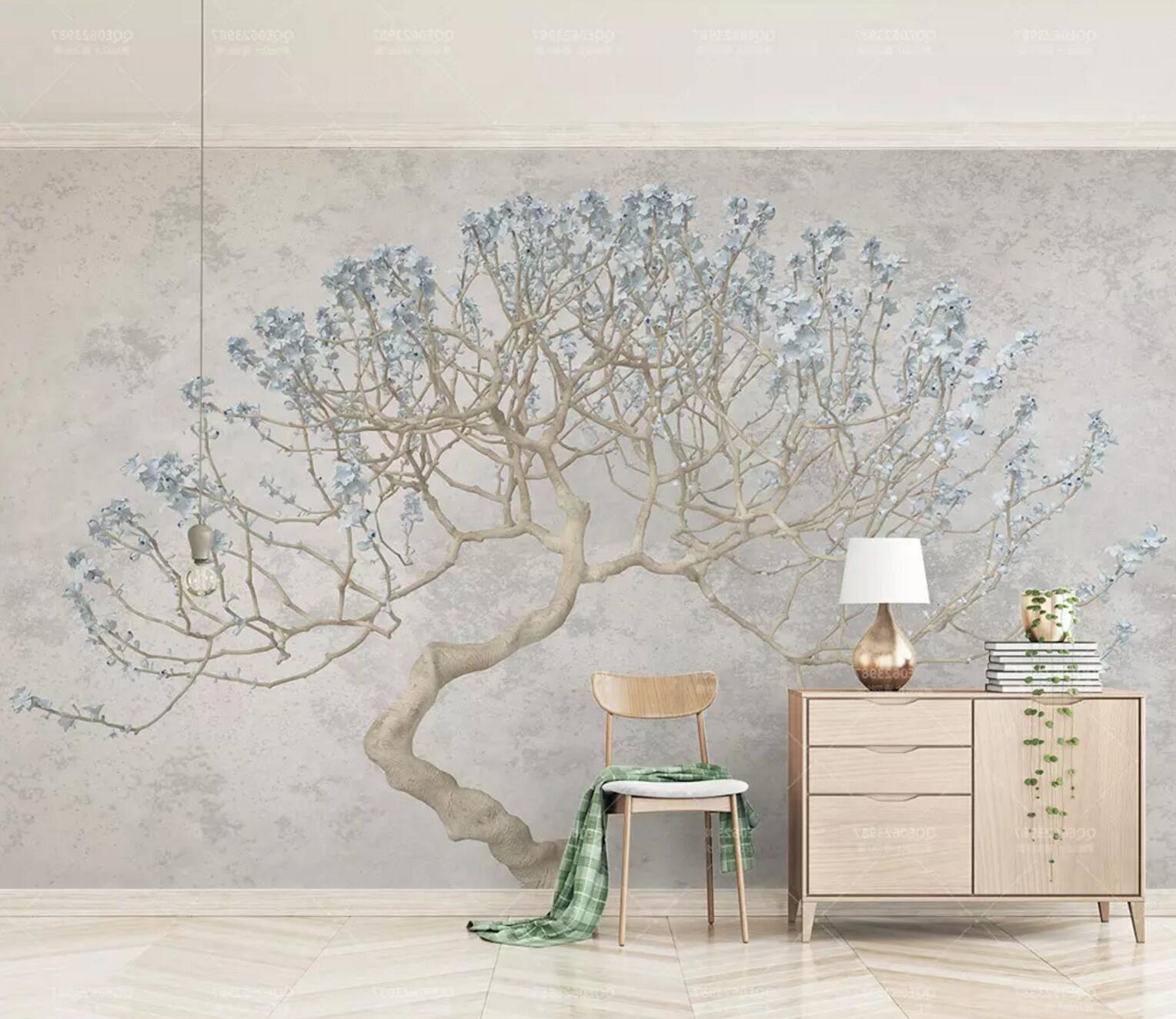 3D White Branches WC682 Wall Murals