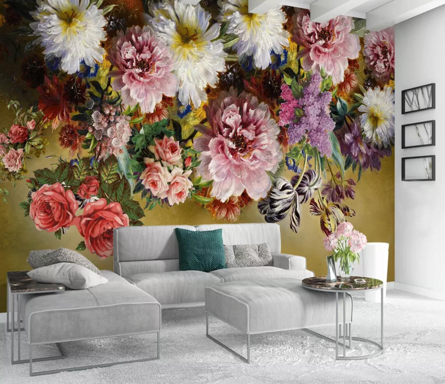 3D Bright Peony WC580 Wall Murals