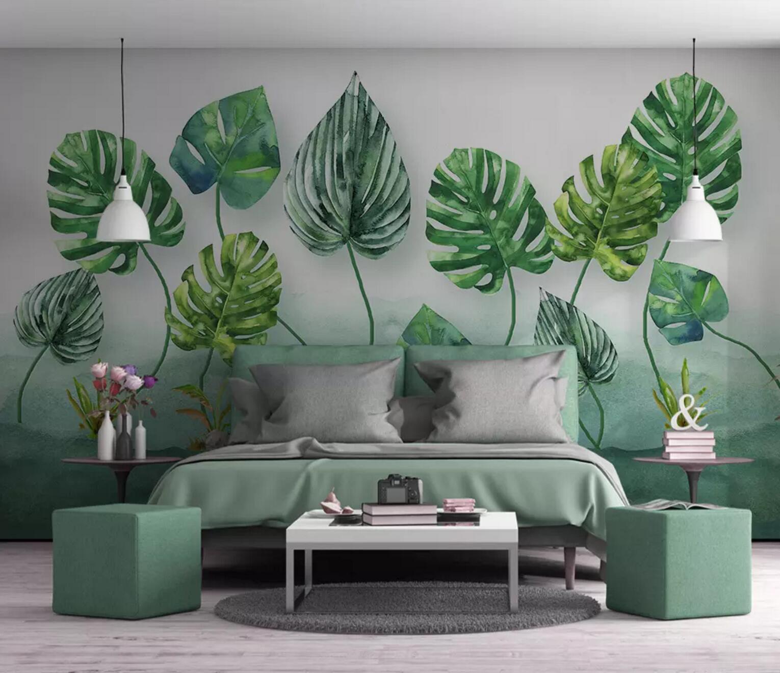 3D Green Leaf WC623 Wall Murals