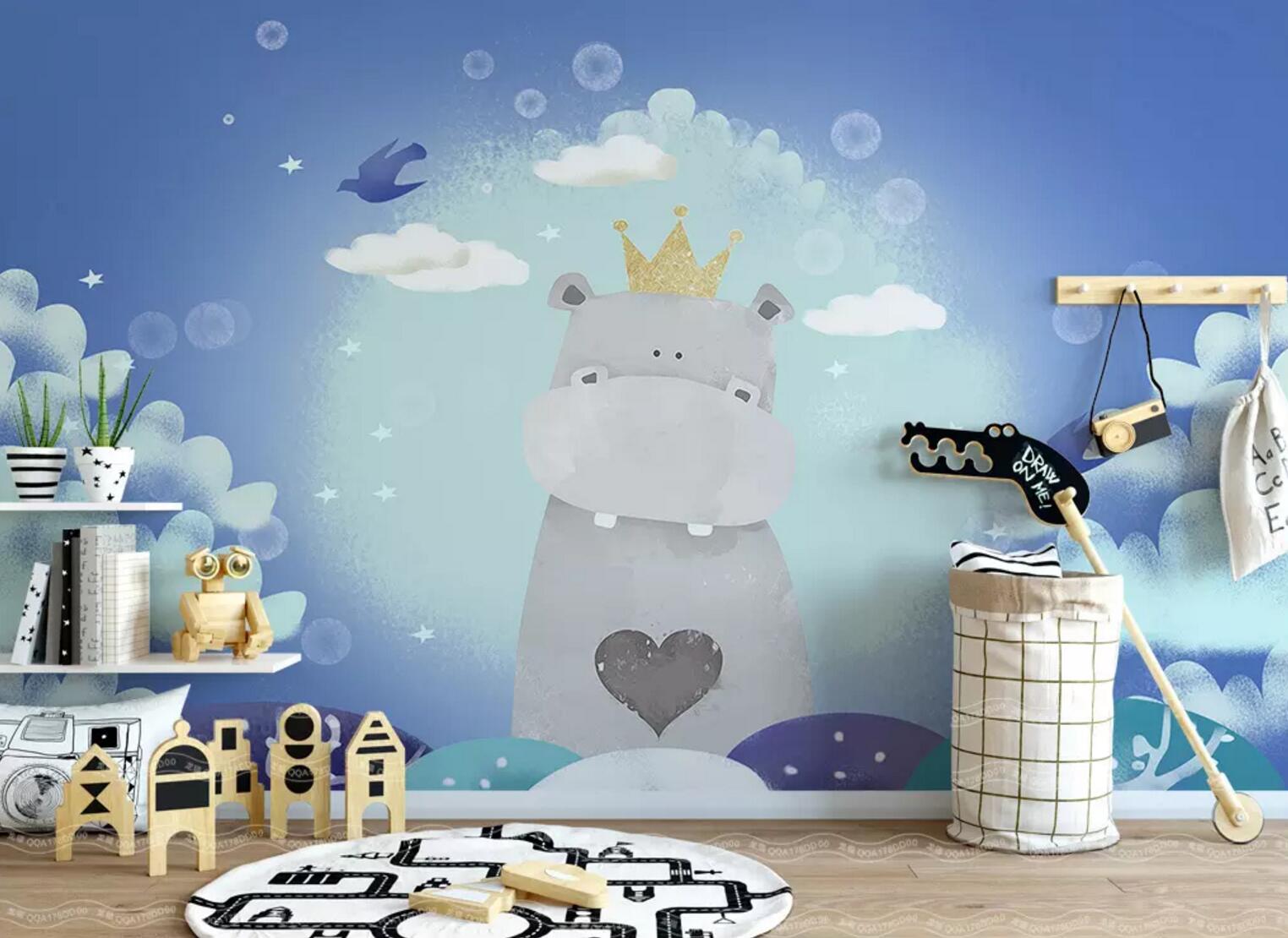 3D Hippo Pigeon WC441 Wall Murals