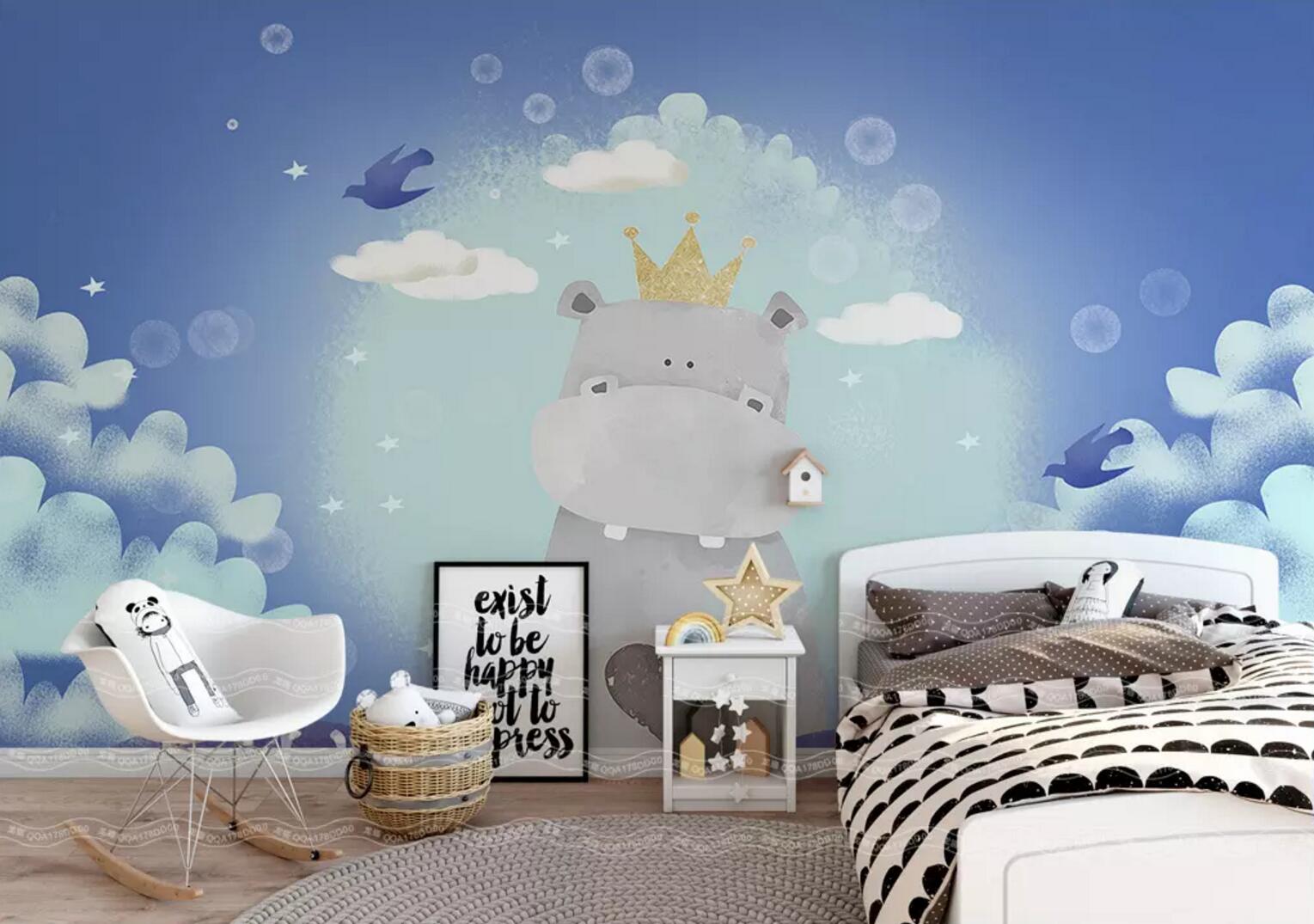 3D Hippo Pigeon WC441 Wall Murals