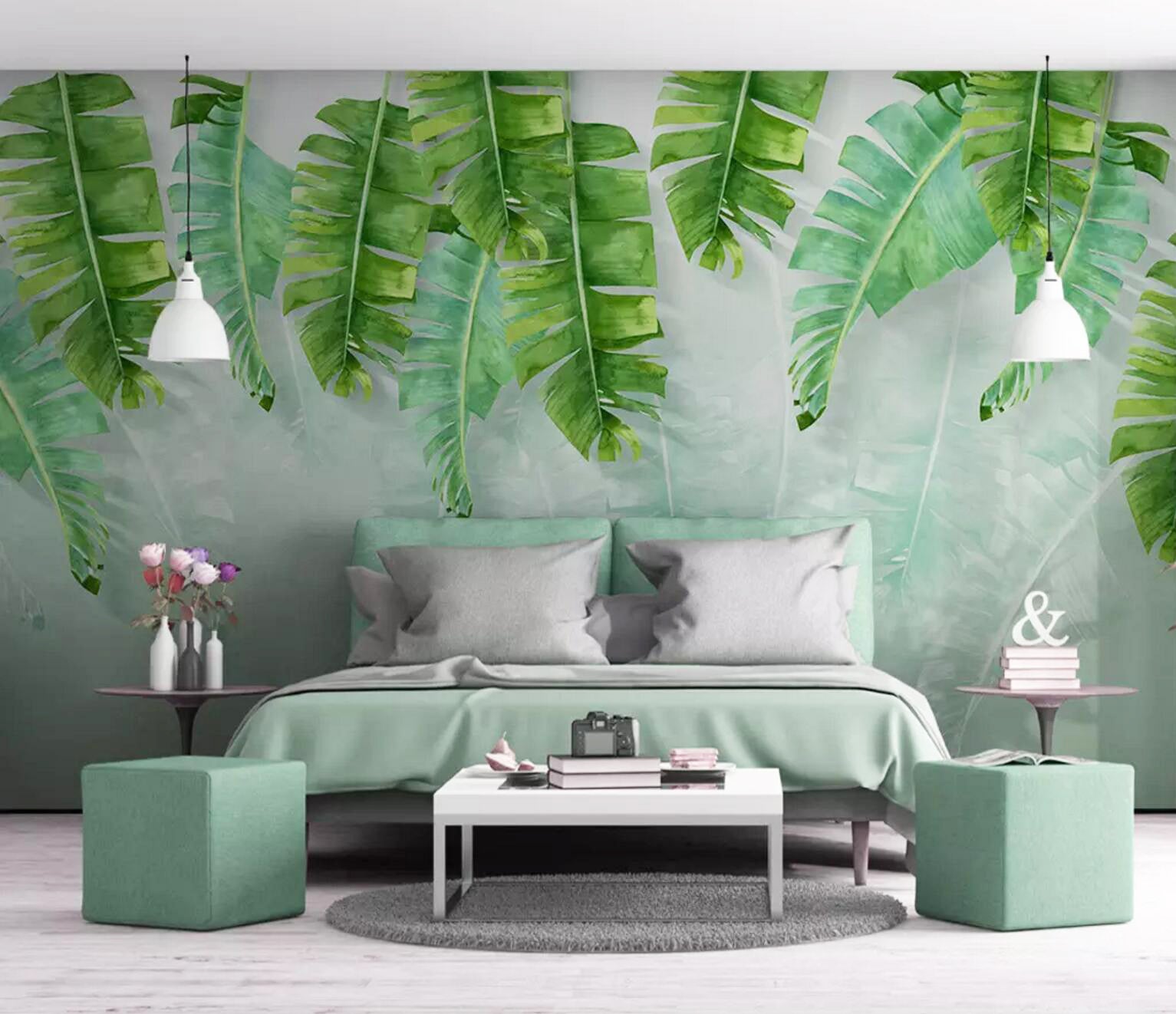 3D Green Plantain WC591 Wall Murals