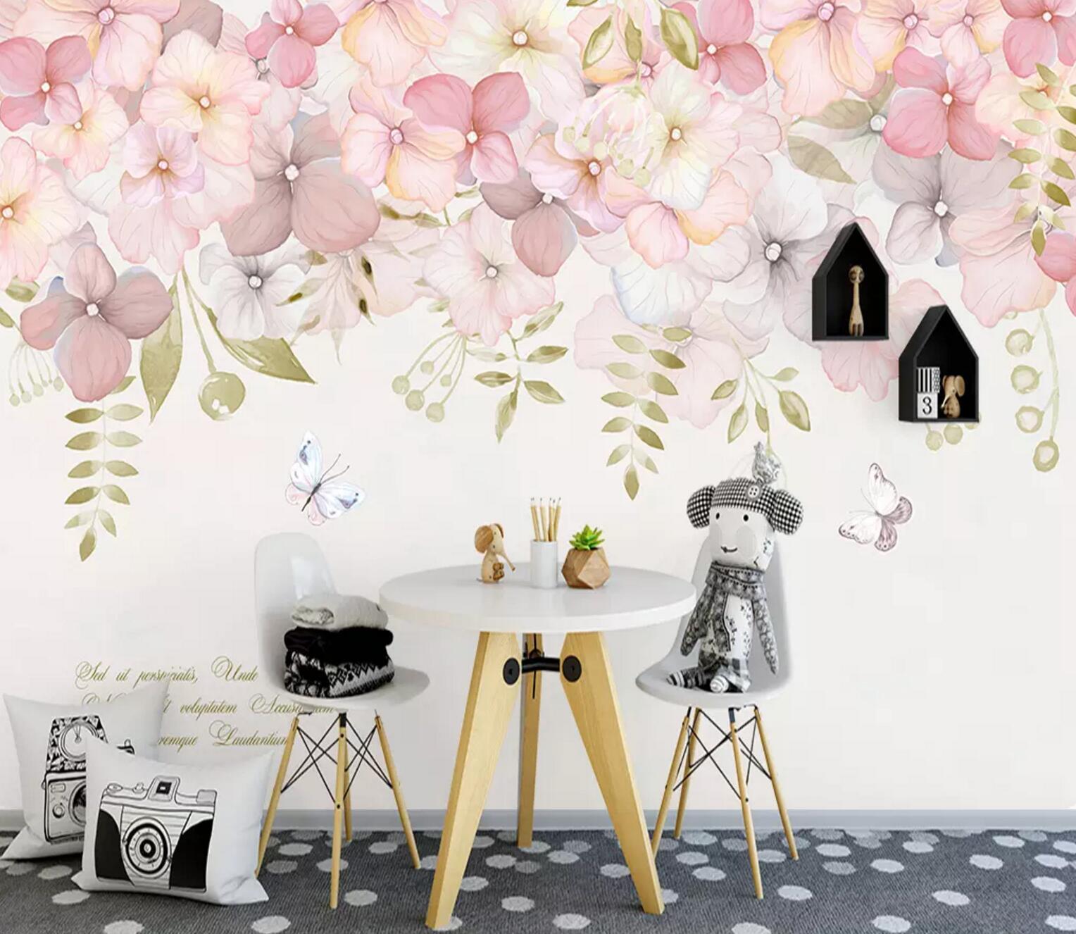 3D Pink Blooming Flower WC739 Wall Murals