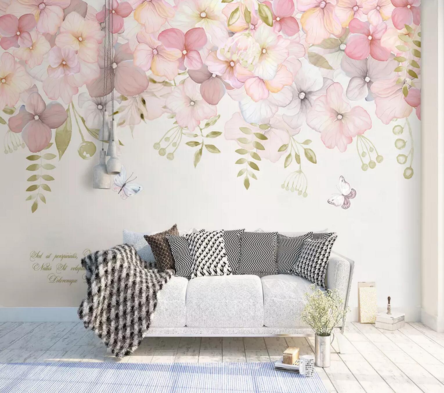 3D Pink Blooming Flower WC739 Wall Murals