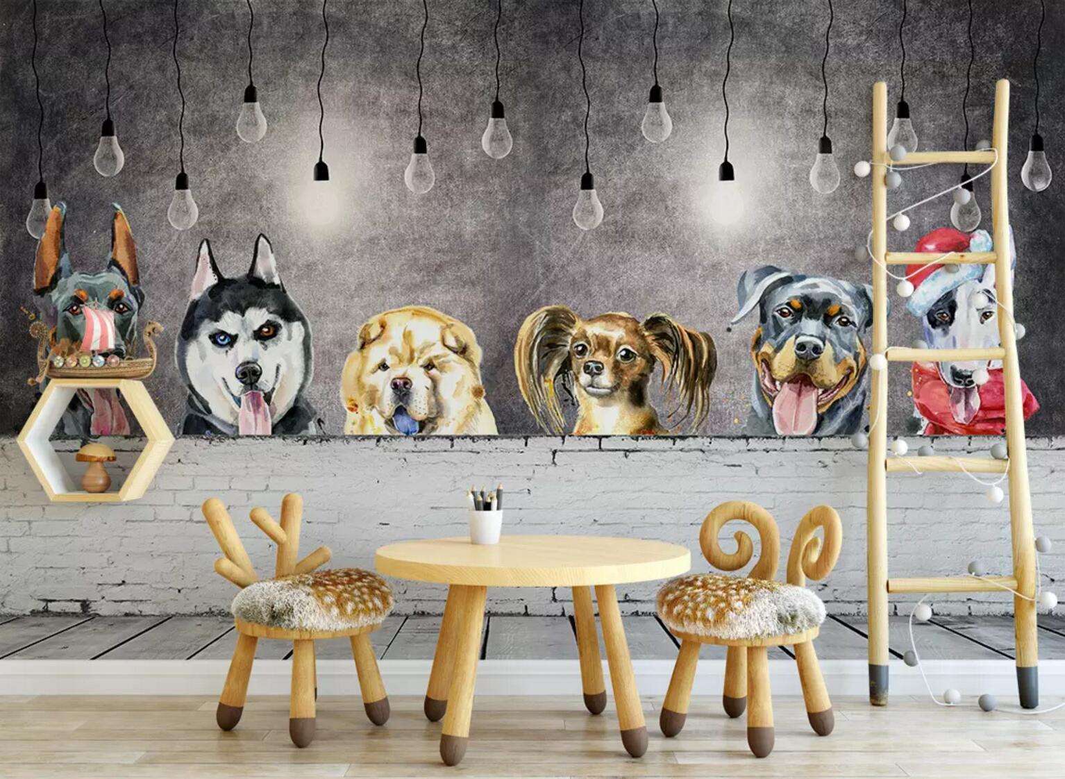 3D Cute Puppy WC491 Wall Murals