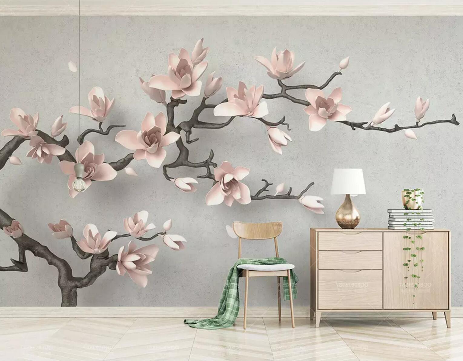 3D Red Plum Petals WC755 Wall Murals