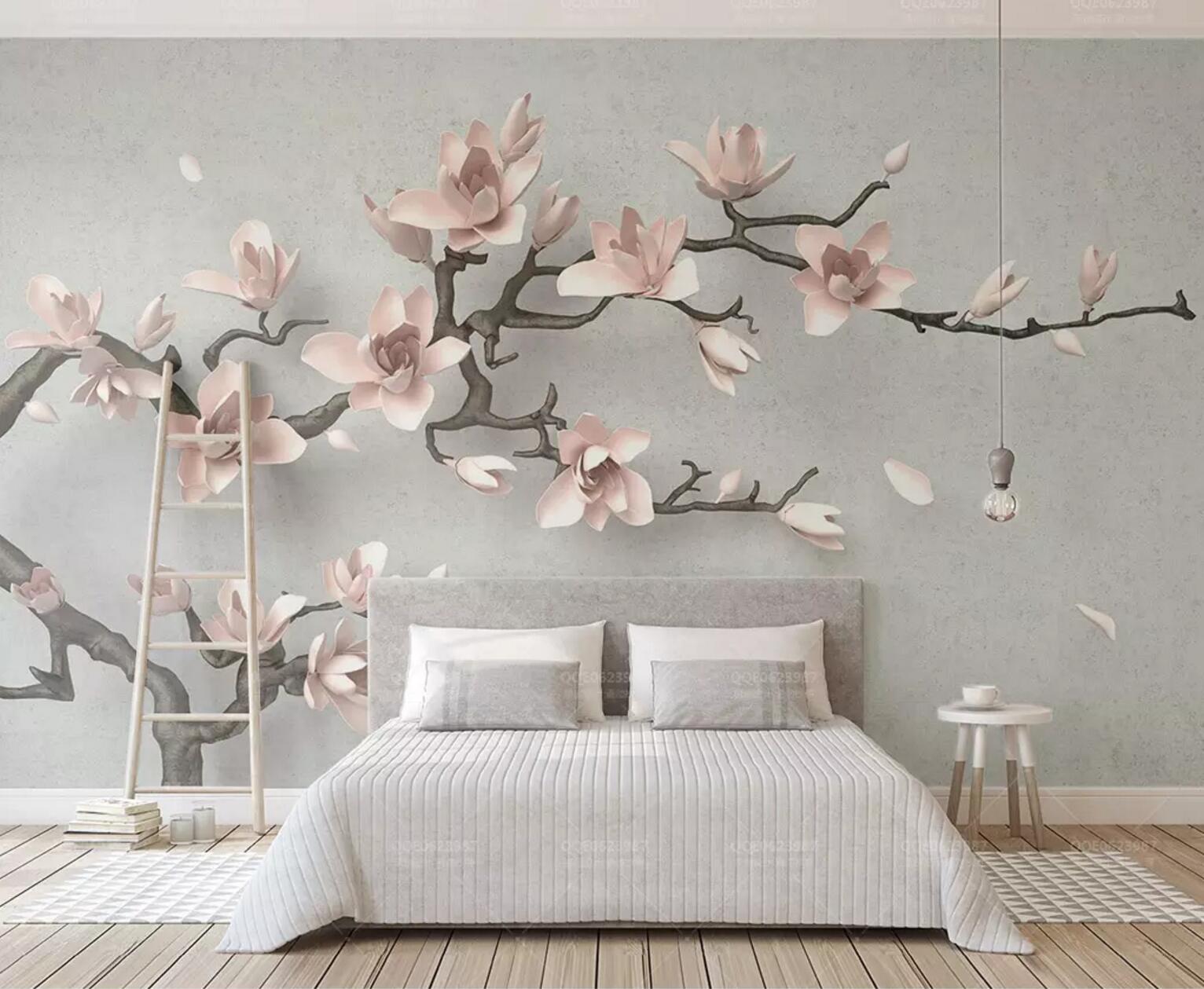 3D Red Plum Petals WC755 Wall Murals