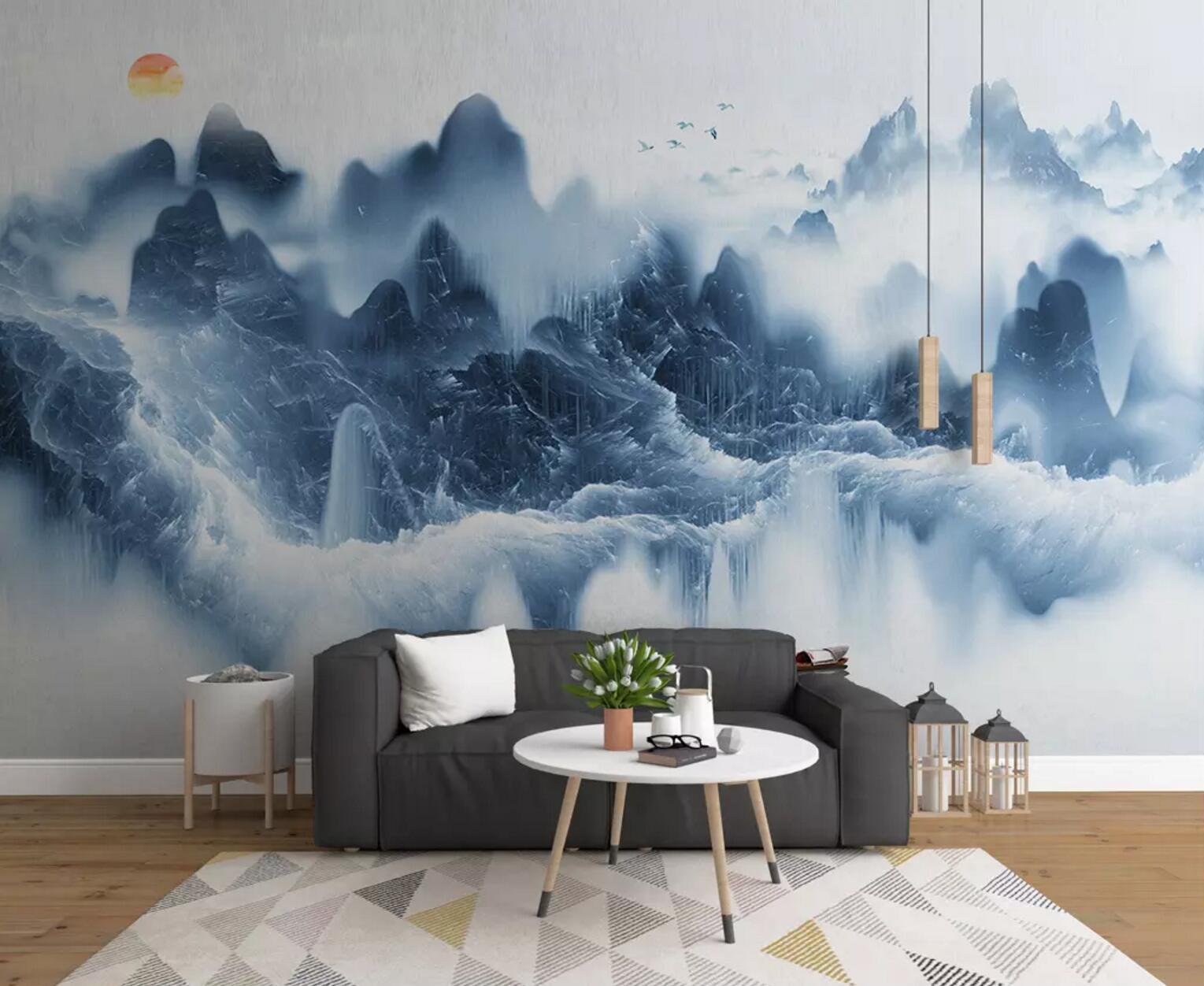 3D Blue Mountains WC509 Wall Murals