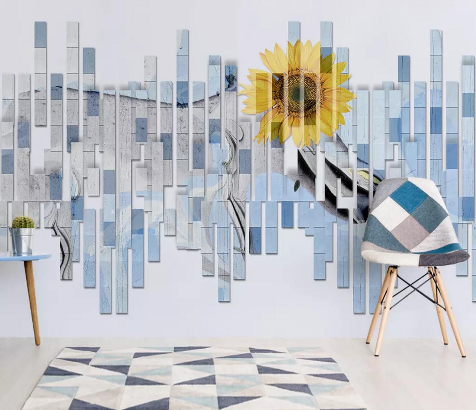 3D Sunflower Cube WC725 Wall Murals